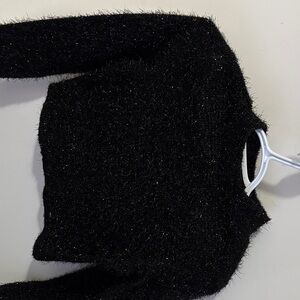 Divided Black Textured Sweater